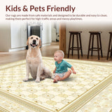 Chic Beige Pet Litter Mat with Ornate Circular Medallions and Floral Accents(Ivory)