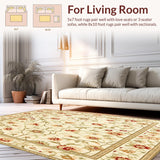 Floral Runner Beige Indoor Entrance Mat with Design(Beige)