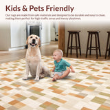 Abstract Checkered Area Beige Tan Modern(Beige)