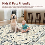Contemporary Black Featuring Whimsical Floral in Beige(Beige)