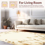 Beige Botanical Bloom Area Modern Floral Design for Home(Beige)