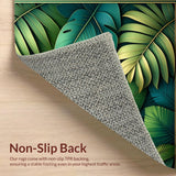 Vibrant Tropical Leaf Area Rug with Emerald Green and Gold Accents(Green)