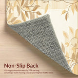 Artisan Leaf Motif Area Non Slip Decorative Duo(Beige)