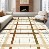 Abstract Geometric Area with Neutral Checkerboard and Linear Accents(Beige)