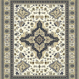 Modern Cross Medallion Area with Beige and Charcoal Accents(Beige)