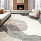 Abstract Waves Modern Area Beige Grey(Beige)