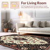 Classic Floral Entryway Non Shedding Rectangular(Black)