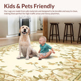 Elegant Garden Floral Area Indoor Entrance Mat Non Slip Hallway Runner(Beige)