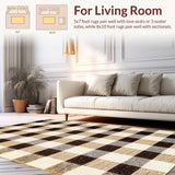 Vintage Checkered Beige Nursery Fluffy Anti Skid(Beige)
