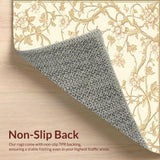 Elegant Floral Area for Kitchen Absorbent Non Slip Mat Design(Beige)