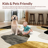 Contemporary Beige Area Black Gold Abstract Accent(Beige)
