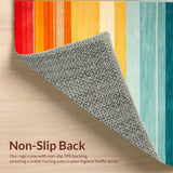 Boho Sunrise Stripe Rug With Easy Clean Surface For Versatile Decorating(Red)