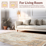 Beige Boho Accent Floor Cover Oriental Indoor Distressed(Beige)