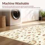 Elegant Beige Flower Low Pile Area Indoor(Beige)