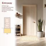Subtle Beige Floral Design Area Low Pile Indoor(Beige)