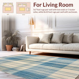 Modern Plaid Area with Irregular Grid Lines and Muted Blue Beige Tones(Beige)