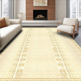 Hallway Runner with Beige Abstract Lattice and Floral Accents(Beige)