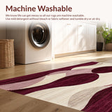Modern Abstract Area Featuring Intricate Burgundy Wave(Purple)