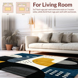 Modern Abstract Spotted Area with Navy and Mustard Accents(Gold)