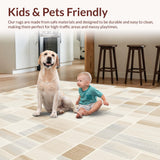 Abstract Mosaic Area with Subdued Neutral Color Blocks and Artistic Flair(Beige)