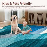 Vibrant Teal Grey Geometric Motif(Blue)