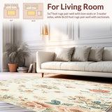Retro Beige Area Distressed Floral for Home Entrance(Beige)