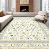 Beige Flower Design Throw Non Slip Entryway(Beige)