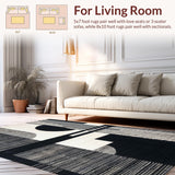 Modern Stripe Symphony Black and White Geometric Patterned(Black)