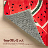 Juicy Watermelon Summer Area Rug Vibrant Red & Green Fruit Print Carpet(Red)