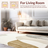 Abstract Swirls Area Chic Modern Low Pile Non Slip(Beige)