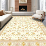 Refined Oval Area Showcasing Beige and Ivory Geometric Floral Fusion(Beige)