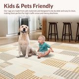 Abstract Checkered Area Non Slip Weave(Beige)