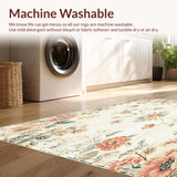 Retro Beige Area Distressed Floral for Home Entrance(Beige)