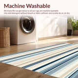 Beachy Stripe Coastal Area in Beige and Blue Hues(Beige)