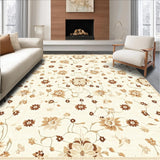Elegant Beige Flower Low Pile Area Indoor(Beige)
