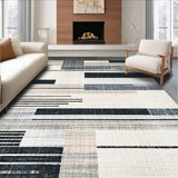Abstract Black and White Stripe Area(Beige)
