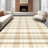 Modern Beige and Ivory Plaid Area Featuring Distinctive Checkered Motif(Beige)