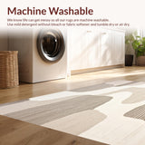 Abstract Geometric Beige Area Contemporary Wavy(Beige)
