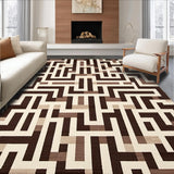 Modern Abstract Lines Area with Interlocking Geometric Shapes Design(Beige)