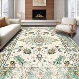 Area Beige Sage Green Vintage Farmhouse Floral(Beige)