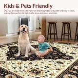 Classic Black and Beige with Refined Oriental Floral Medallions(Beige)