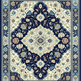 Elegant Medallion Navy Beige Coastal Floral(Ivory)