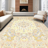 Artisanal Beige Geometric Medallion Floor Covering(Beige)