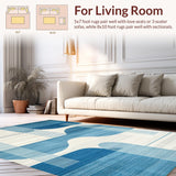 Abstract Irregular Blue Cream Motif(Blue)