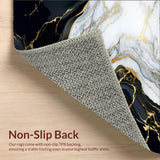 Marble Gold Swirls Accent Abstract Art Runner(White)