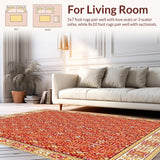 Abstract Faux Wool for Hallway Non Slip(Red)