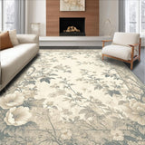 Classic Botanical in Smoke and Beige with Refined Floral Silhouettes(Beige)
