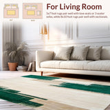 Contemporary Beige Dark Green Area Abstract Art(Beige)