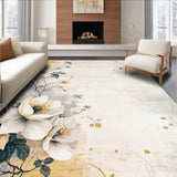 Modern Beige and Smoke Swirl with Abstract Floral Motifs(Beige)