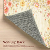 Floral Accent Runner Beige Kitchen Area Mat(Beige)
